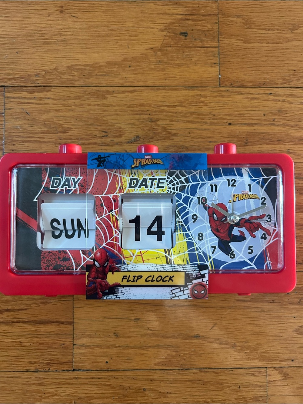 NWT Marvel Spiderman Flip Clock with Day & Date display